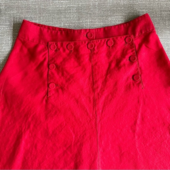 J Crew Red Linen A Line Sailor Skirt size 6 - Picture 6 of 10